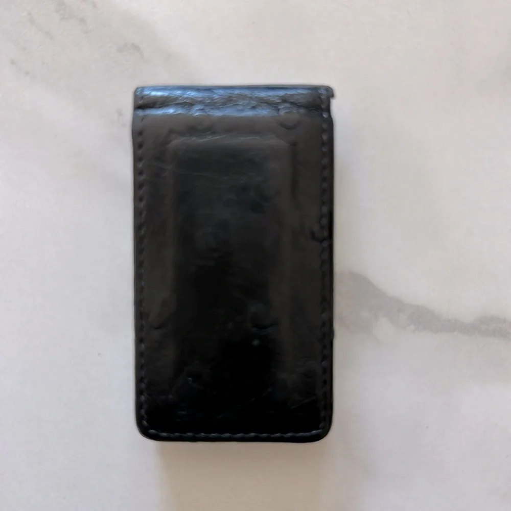Vintage Black El Portal Genuine Leather Money Clip Made In USA